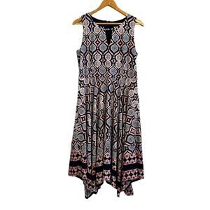 Ivanka Trump Navy Blue Ikat Sleeveless Mini Dress